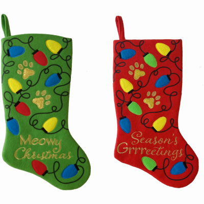 DYNO SEASONAL SOLUTIONS 1199300CC Fleece Pet Stocking, Red or Green, 19-In.