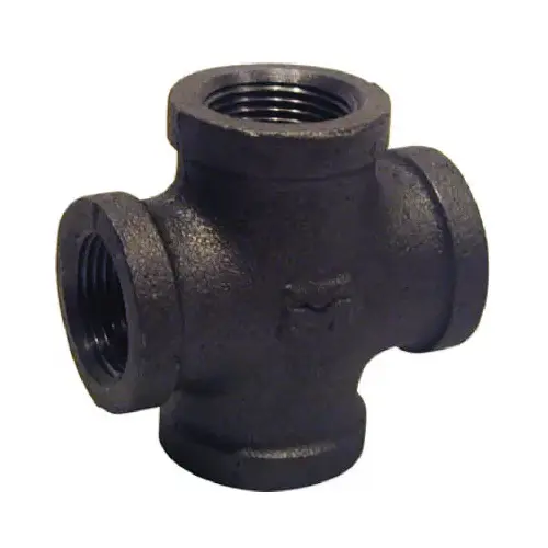 Black Pipe Fitting, Cross, 3/4-In.