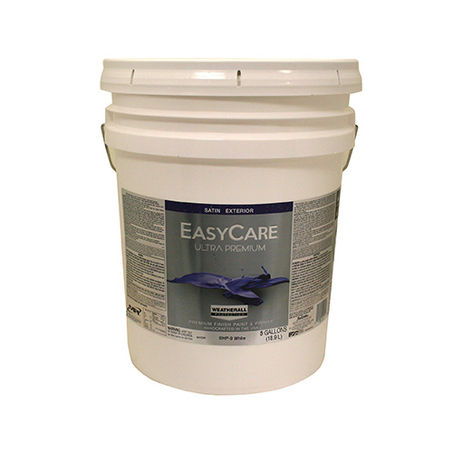 Ultra Premium WeatherAll Exterior Paint, White Satin Acrylic, 5-Gallons