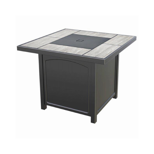Gas Fire Pit, Square, Aluminum & Steel, Coverts to Table, 32-In.