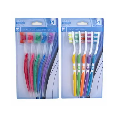 Adult Toothbrushes, Assorted Colors - pack of 5