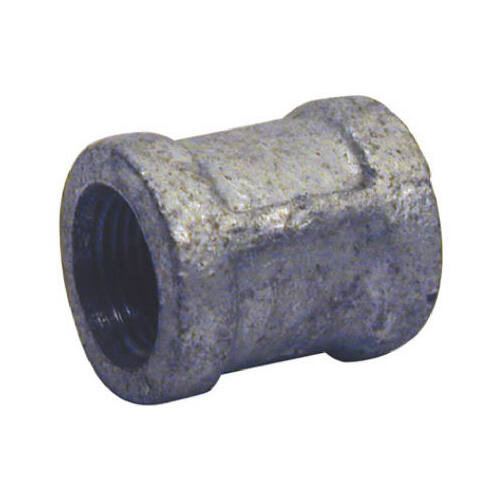 Pipe Fittings, Galvanized Coupling With Stop, 1-1/4-In.