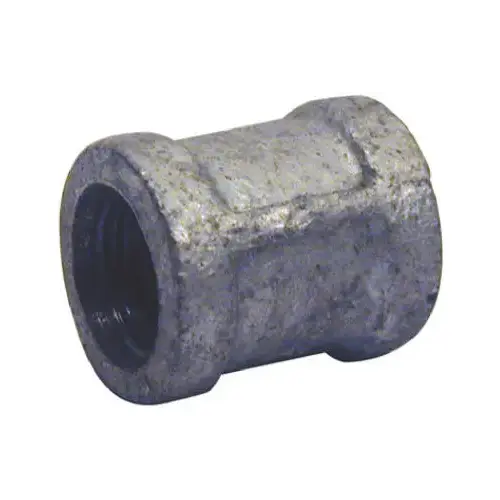 Pipe Fitting, Galvanized Coupling With Stop, 3/4-In.