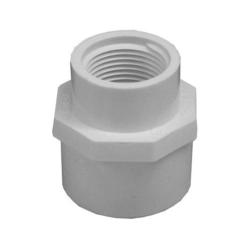 Schedule 40 Female Pipe Adapter, Reducing, Slip x Thread, White, 1-In. x 3/4-In.