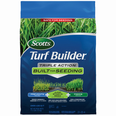 Scotts 23001 Triple-Action Lawn Fertilizer, 17.3 lb Bag, Solid, 21-22-4 N-P-K Ratio Off-White