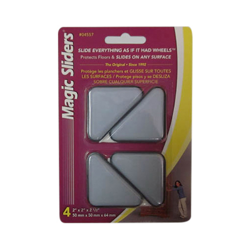 MAGIC SLIDERS L P 04557 Surface Protectors, Furniture Sliding Discs, Adhesive, 2 x 2 x 2-1/2-In. Triangle  pack of 4