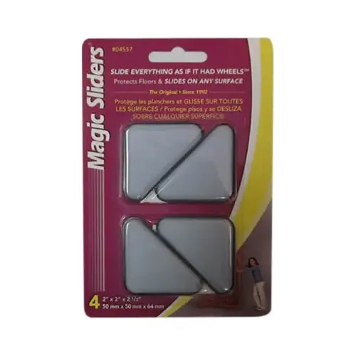 MAGIC SLIDERS L P 04557 Surface Protectors, Furniture Sliding Discs, Adhesive, 2 x 2 x 2-1/2-In. Triangle Gray - pack of 4
