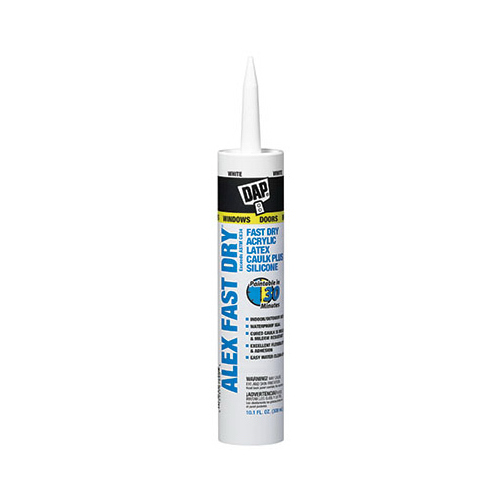 10.1 oz. Alex Fast Dry White Acrylic Latex Plus Silicone Caulk - pack of 12