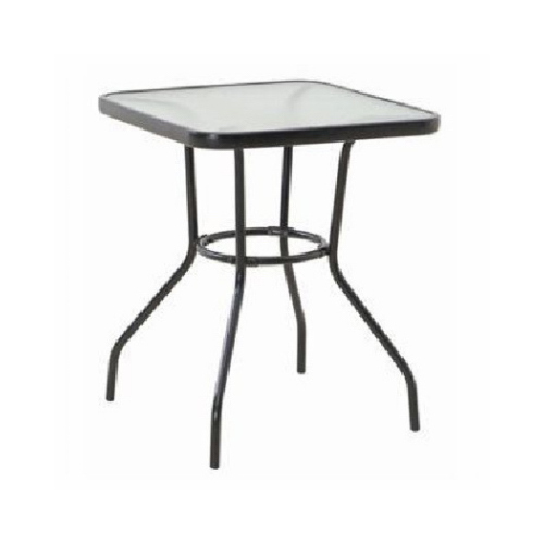 Four Seasons Courtyard 735.1330.000 Sunny Isles Table, Black Steel, Glass Top, 24-In.