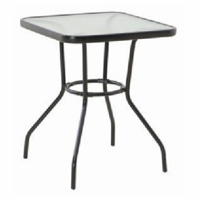 Four Seasons Courtyard 735.1330.000 Sunny Isles Table, Black Steel, Glass Top, 24-In.