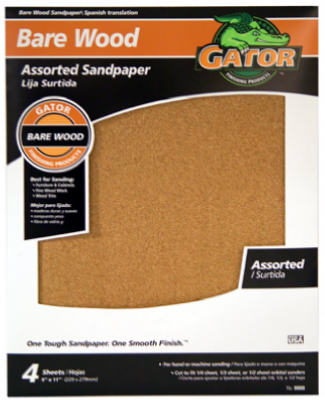 GATOR 4461 Sanding Sheet, 11 in L, 9 in W, Garnet Abrasive, Paper Backing Smooth - pack of 4