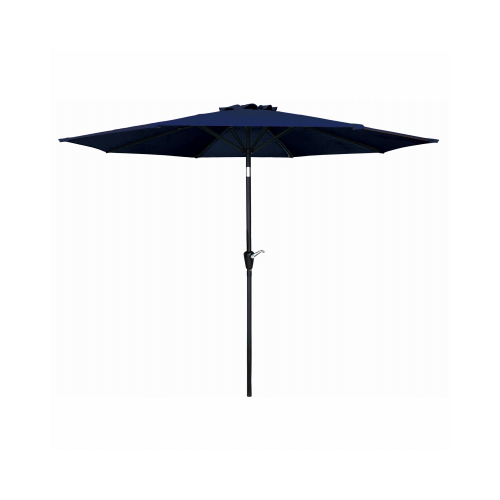 J&J GLOBAL LLC 251011 Patio Market Umbrella, Crank Open/Tilt, Steel Pole, Navy Blue Fabric, 9-Ft.