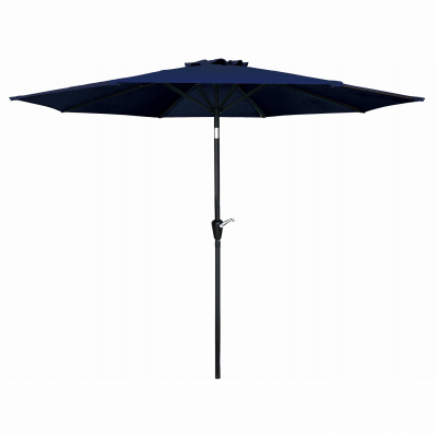 J&J GLOBAL LLC 251011 Patio Market Umbrella, Crank Open/Tilt, Steel Pole, Navy Blue Fabric, 9-Ft.