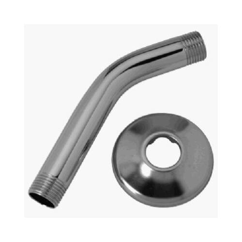 Master Plumber 682754 Shower Arm & Flange, Metal Chrome Finish, .5In
