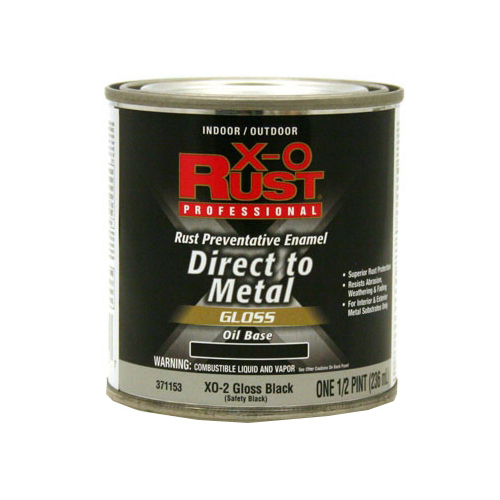 Premium Ant-Rust Oil-Base Enamel, Black Gloss, 1/2-Pt.