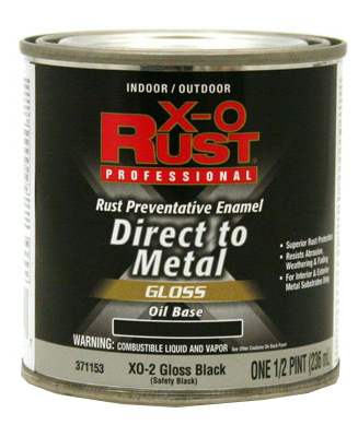 TRUE VALUE MFG COMPANY XO2-HP Premium Ant-Rust Oil-Base Enamel, Black Gloss, 1/2-Pt.