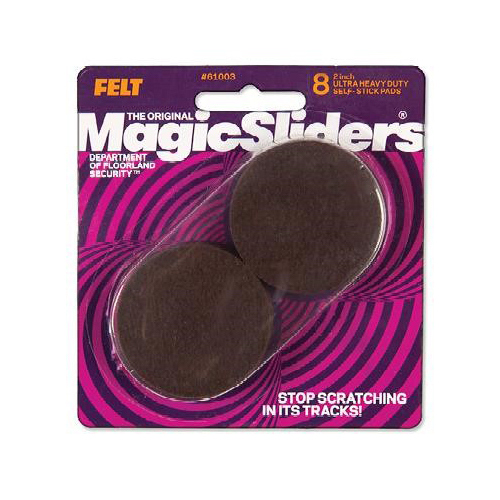 MAGIC SLIDERS L P 61003 Protective Felt Pads, Self-Stick, Round, Brown, 2-In - pack of 8