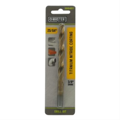 Master Mechanic 286401 25/64 x 5-1/8-In. High-Speed Steel Drill Bit, Titanium Nitride Coated