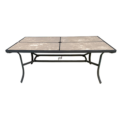 WOODARD, LLC TV21300 Campton Hills Dining Table, Glass, Steel Frame, Gray Slate, 70-In.