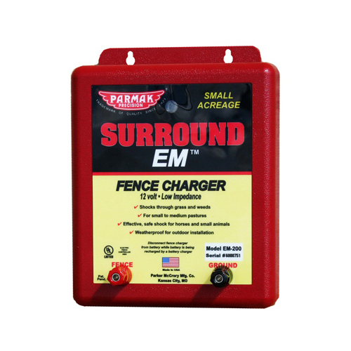 Surround EM Electric Fence Charger, 1 to 2 J Output Energy, 12 V
