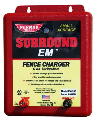 Parmak EM-200 Surround EM Electric Fence Charger, 1 to 2 J Output Energy, 12 V