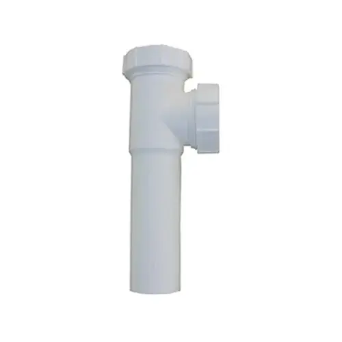 Lavatory/Kitchen Drain Tee, With Tailpiece, White PVC, 1.5 x 7-In. Slip Joint