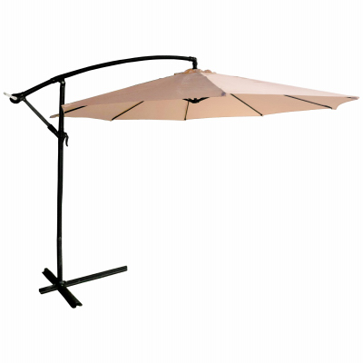 J&J GLOBAL LLC 251021 Offset Patio Umbrella, Aluminum Pole, Beige Fabric, 11.5-Ft.