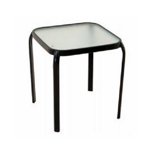 Four Seasons Courtyard 735.1332.000 Sunny Isles Table, Black Steel, Glass Top, 16-In.