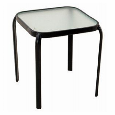 Four Seasons Courtyard 735.1332.000 Sunny Isles Table, Black Steel, Glass Top, 16-In.