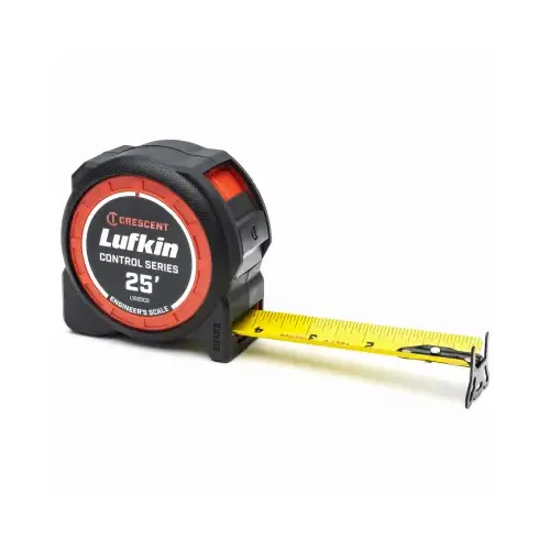 Lufkin Control Series Engineers Tape Measure, Lock Button, Matte Finish, 1-3/16-In. Wide, 25-Ft. Long