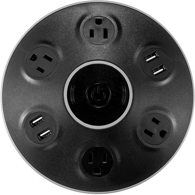 Globe Electric 78525 Desktop Power Strip, 4-Outlet, USB Surge Protector