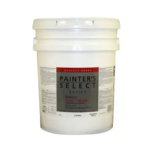 Basics Exterior Latex House Paint, Flat White, 5-Gallons