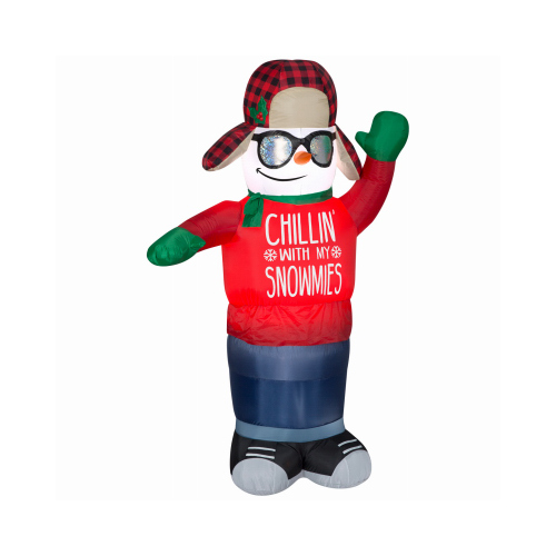 Inflatable Snowman, Wears Christmas Sweater, Animated, Illuminated, 72-In.