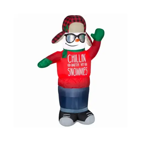 Gemmy 117479 Inflatable Snowman, Wears Christmas Sweater, Animated, Illuminated, 72-In.