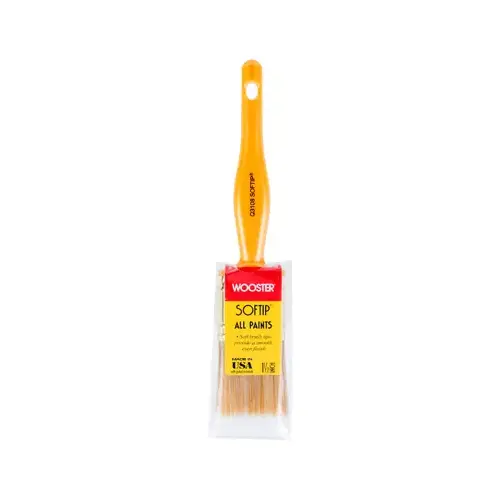 Q3108-1-1/2 Paint Brush, 1-1/2 in W, 2-3/16 in L Bristle, Nylon/Polyester Bristle, Beaver Tail Handle Pearl/White/Yellow