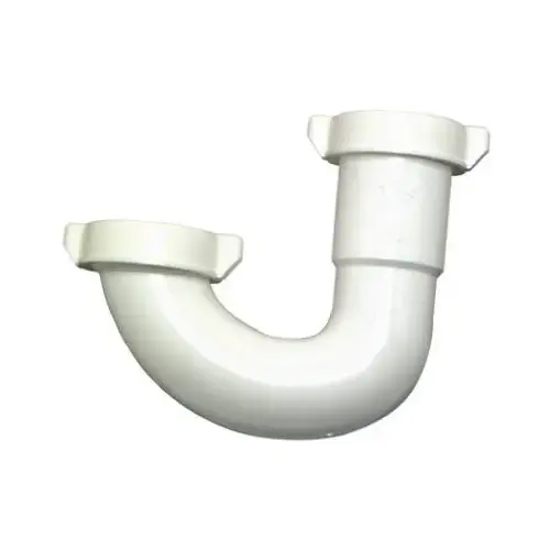 Lavatory/Kitchen Drain J Bend, White Plastic, 1.25 - 1.5-In.