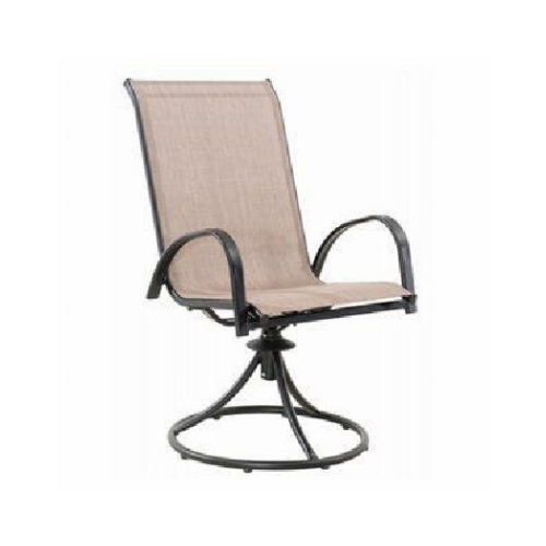 Sunny Isles Swivel Dining Chair, Steel, Mocha Tan Sling Fabric