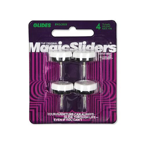 MAGIC SLIDERS L P 45369 Silent Chair Glides, Nail-On, Plastic, 7/8-In - pack of 4