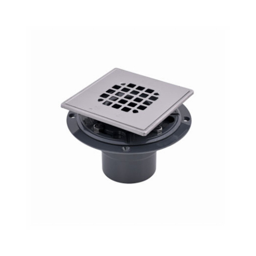 Shower Drain Tile Base, PVC, Polished Stainless Steel, For: 2 in, 3 in Pipes