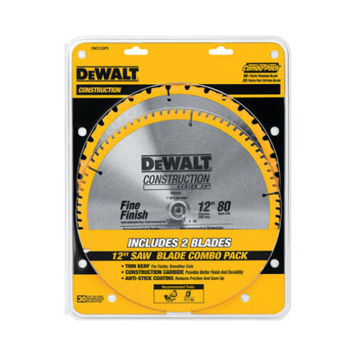 DEWALT DWA1240CMB Series 20 Construction Circular Saw Blade Combo Pack, 12-In.