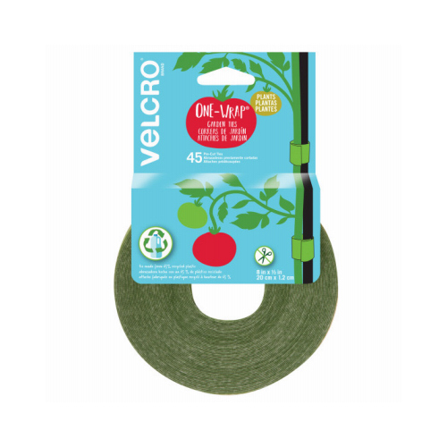 VELCRO USA INC CONSUMER PDTS VEL-30088ACS-AMS One-Wrap Garden Ties, Pre-Cut 1/2 x 8-In. Ties, 45-Ct.