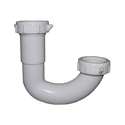 Lavatory Drain Sink J-Bend, White PVC, 1.25 x 1.25-In.