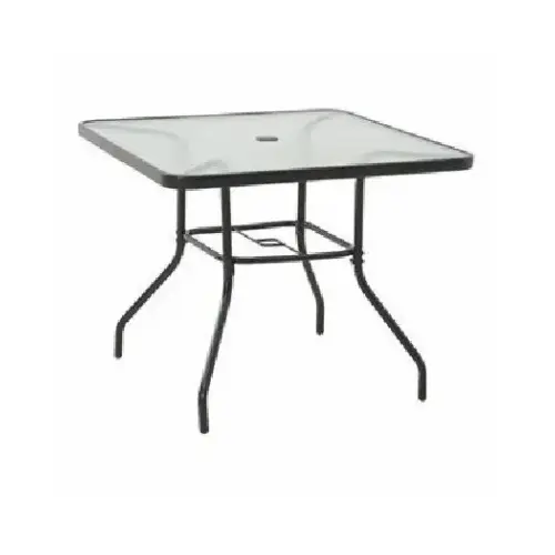Four Seasons Courtyard 745.0720.000 Sunny Isles Table, Black Steel, Glass Top, 35-In.