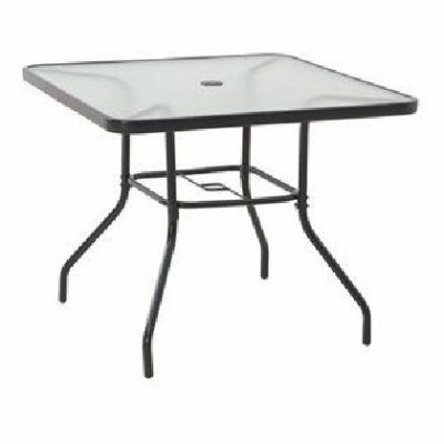 Four Seasons Courtyard 745.0720.000 Sunny Isles Table, Black Steel, Glass Top, 35-In.