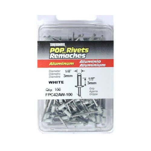 FPC Corporation FPC42AW-100 Short White Aluminum Rivets  pack of 100