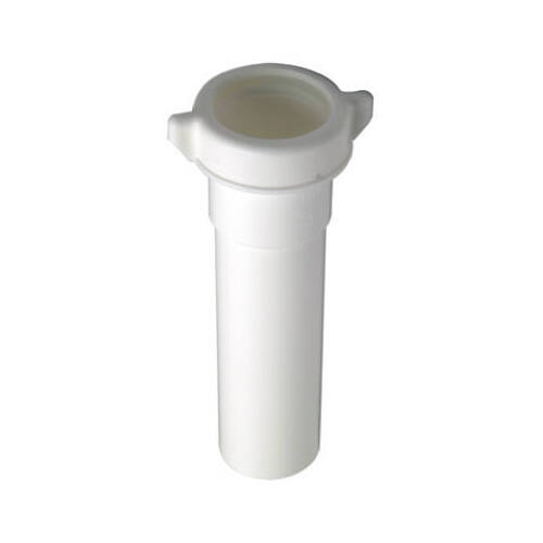 Lavatory/Kitchen Drain Extension Tube, White Plastic, 6-In.