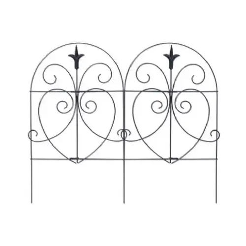 PANACEA 89379 Black Romantic-Style Garden Fence, 18-In. x 8-Ft.