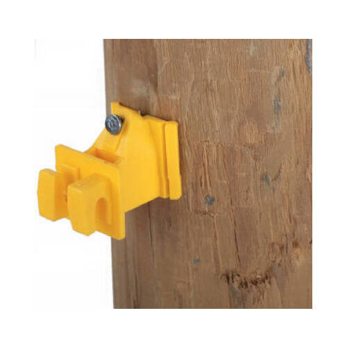 Electric Fence Insulator, Wood Post Wire, Snug-Fit, With Nails, Yellow, 25-Pk.