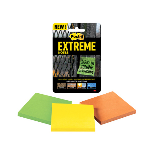 3M EXTRM33-3TRYMX Extreme Assorted Notes Pad - 3" Overall Length - 3" Width - 135 Sheets