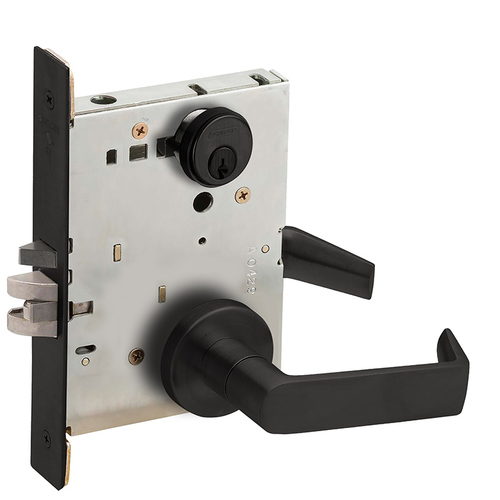 Storeroom Mortise Lock C Keyway with 06 Lever and A Rose Matte Black Finish